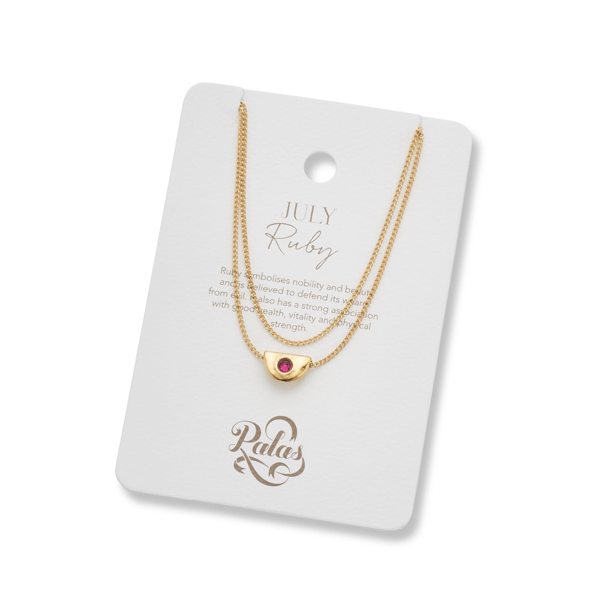 July ruby birthstone necklace 18k gold plated