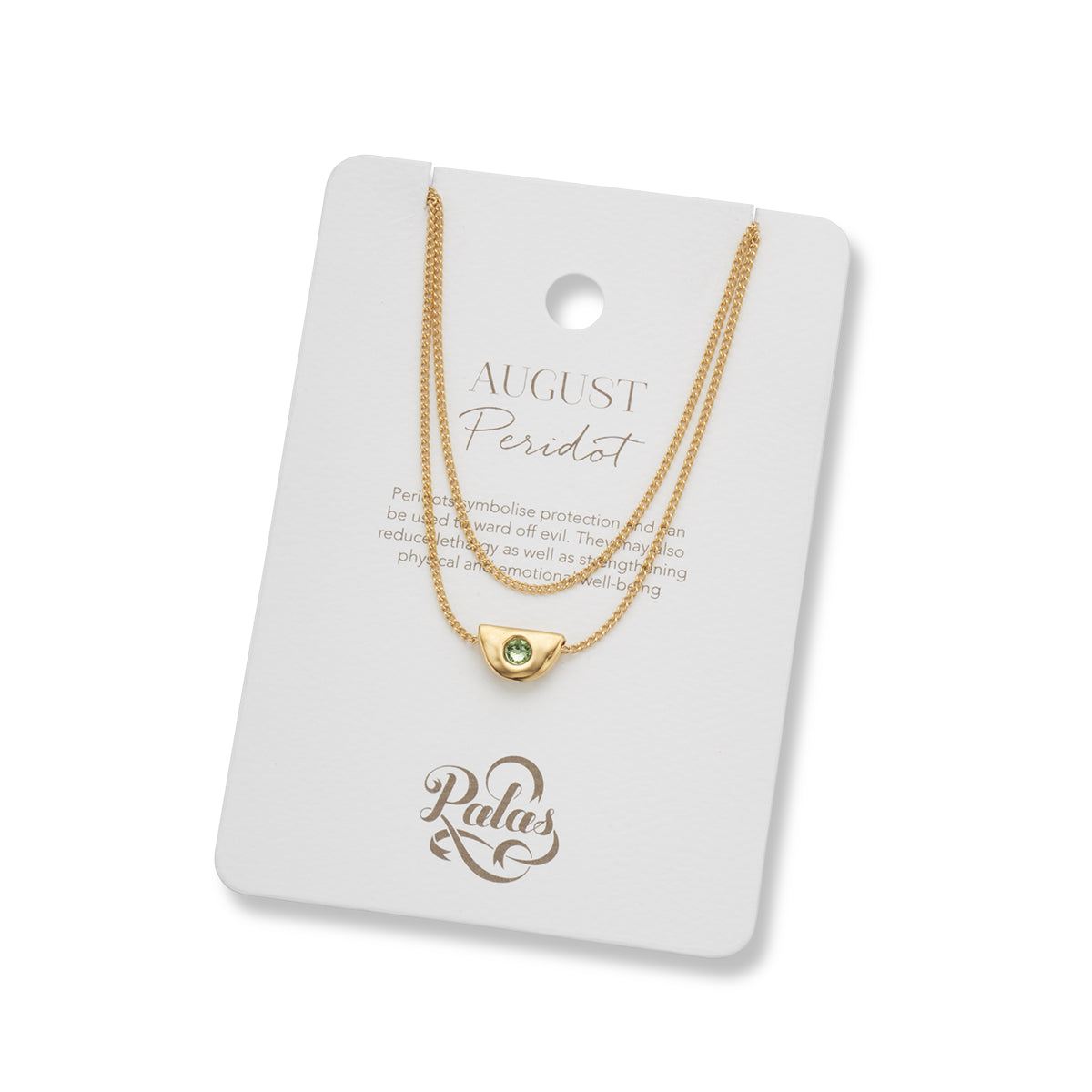 August peridot birthstone necklace 18k gold plated