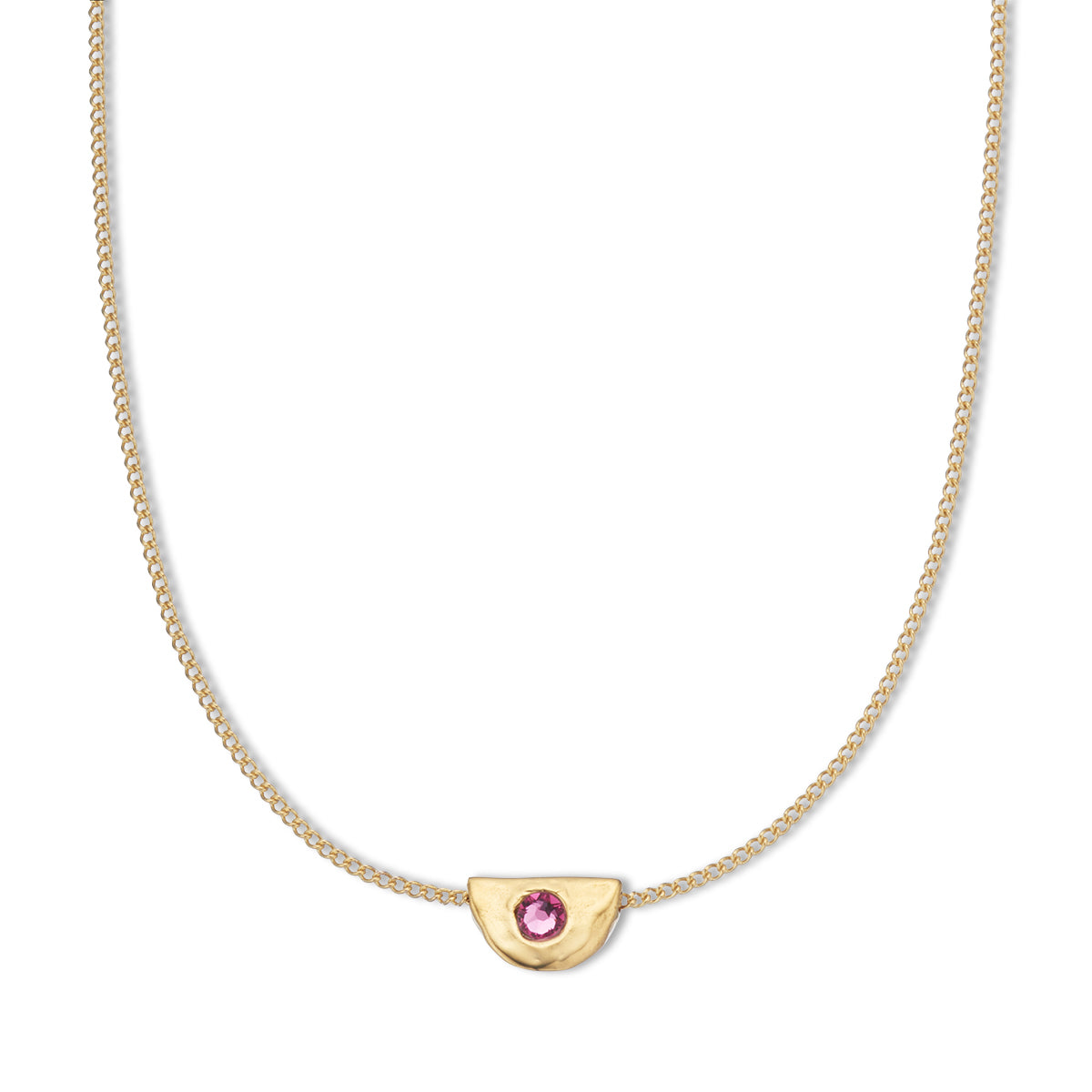 October pink tourmaline birth necklace 18k gold plated