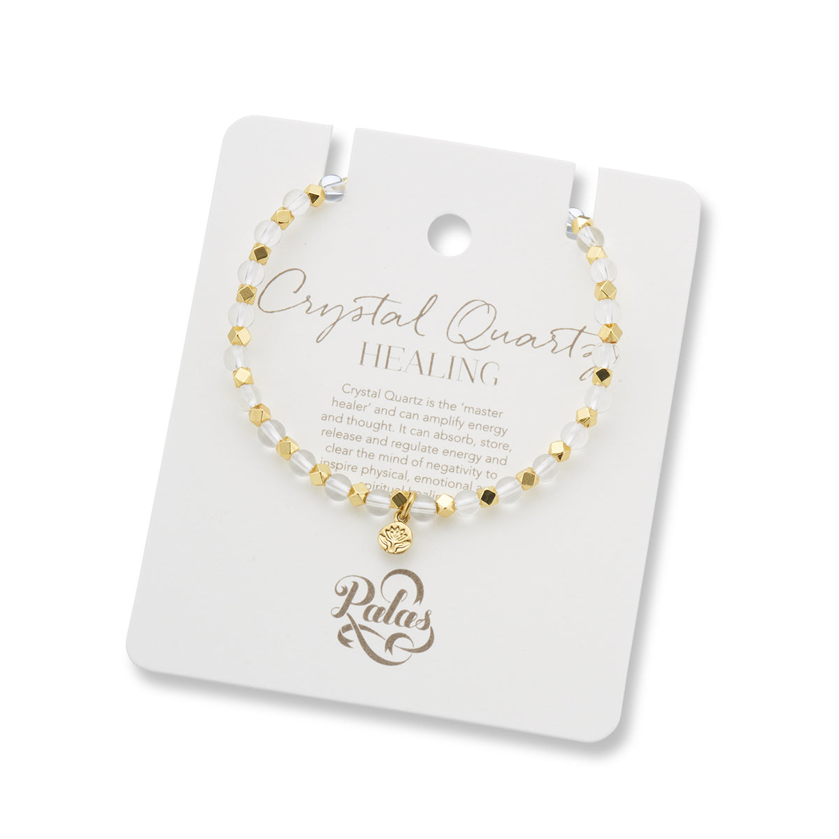 Crystal quartz aura of gold gem bracelet