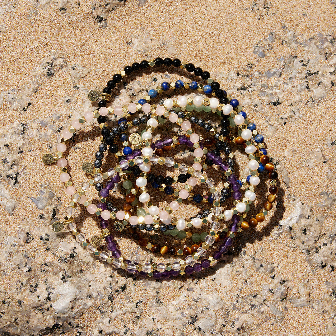 Rose quartz aura of gold gem bracelet