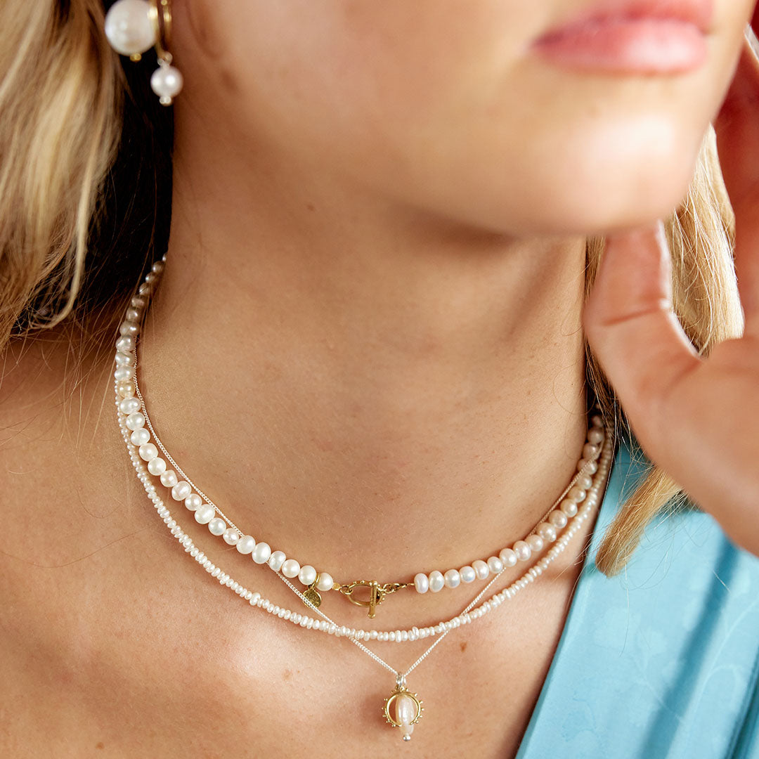 Pearl fob necklace/ wrap bracelet