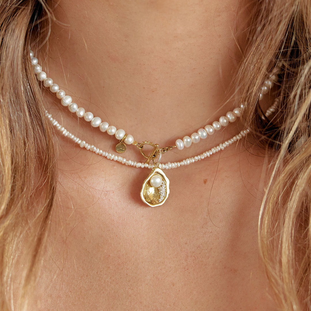 Pearl fob necklace/ wrap bracelet