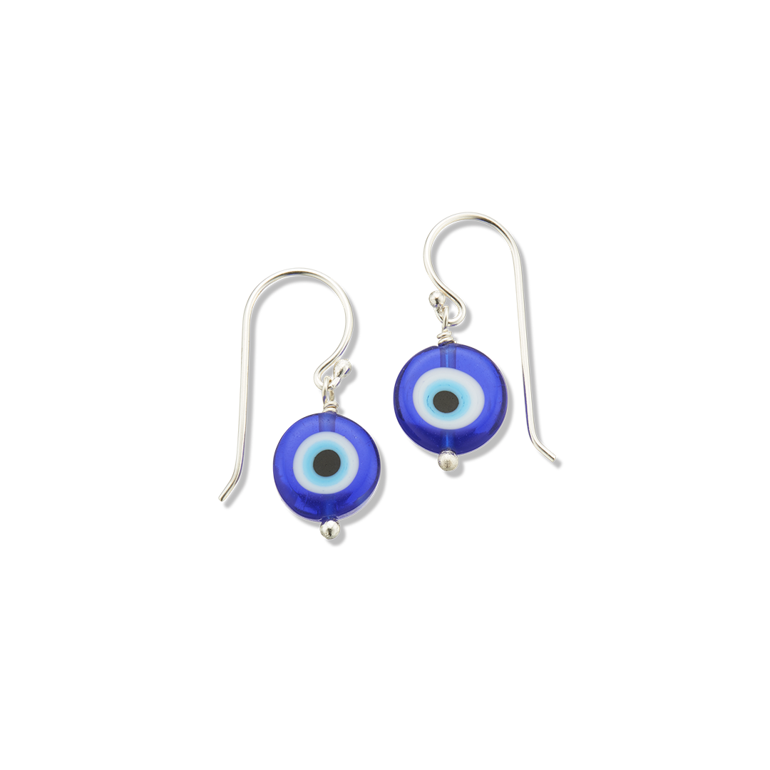 Evil Eyes Silver Brim Wind Drop Earrings - Dark Blue – Salty Accessories