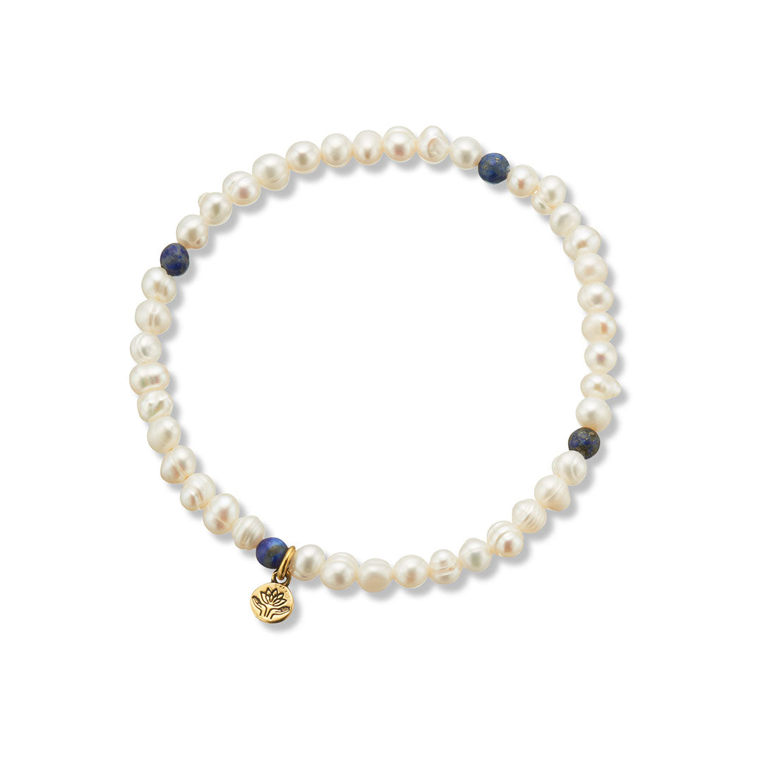 Pearl & lapis lazuli prosperity gem bracelet